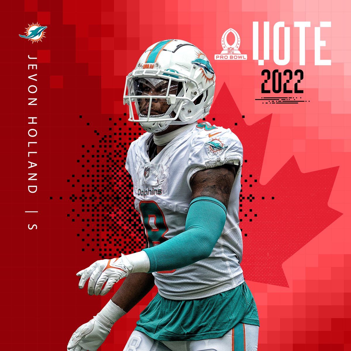 NFLCanada's tweet image. We want to turn the Pro Bowl RED. Let’s help send rookie @HollywoodVon to the Pro Bowl, Canada! 🇨🇦🤗

Every RT with #ProBowlVote + #JevonHolland counts!