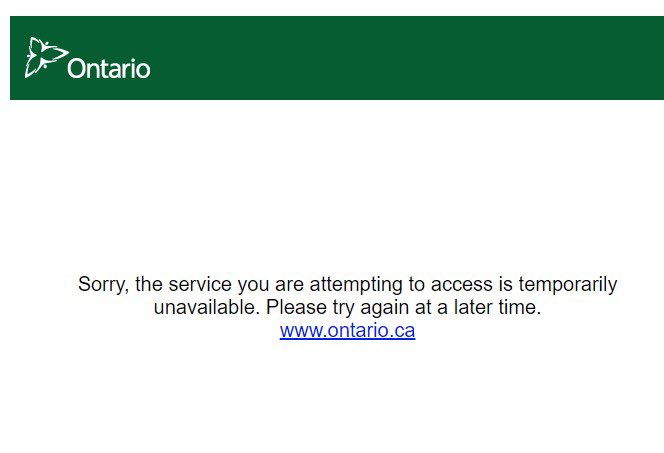 imjce's tweet photo. @ServiceOntario What gives? Was in the queue for the longest time. And now the site’s down? #ServiceOntario #Fail https://t.co/IGYo0bSsQq