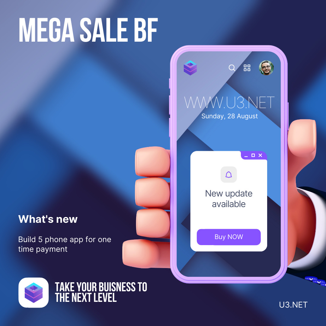 Take your buisness to the next level with an App For a one time payment limted time deal $59 or get a White Label account with 5 FREE APPs for $199
u3.net/product/black-…
u3.net/product/black-…