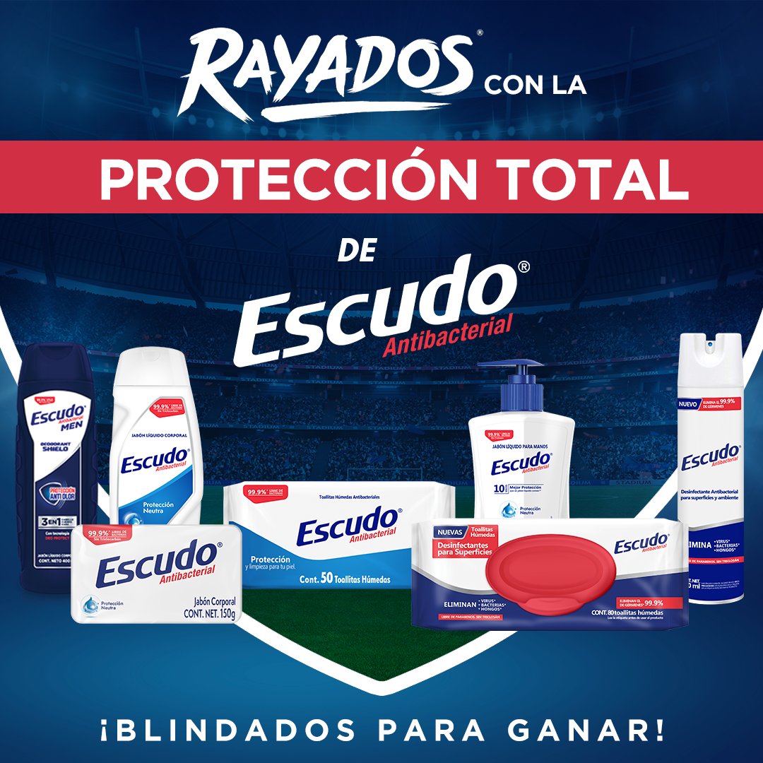 JabonEscudo's tweet photo. Los Rayados de Monterrey están blindados para ganar con la Protección Total de Escudo® Antibacterial. ¿Y tú? ¡Únete al #EquipoEscudo! https://t.co/RIUMpTVgZL