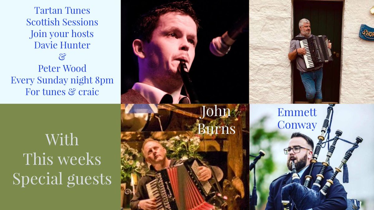 TartanTunes's tweet photo. Join us for music & craic with accordionist John Burns & piper Emmett Conway #sundaynight #8pm #Facebook #Twitter #Youtube #accordion #pipes #rspba https://t.co/TsHKMuf75N