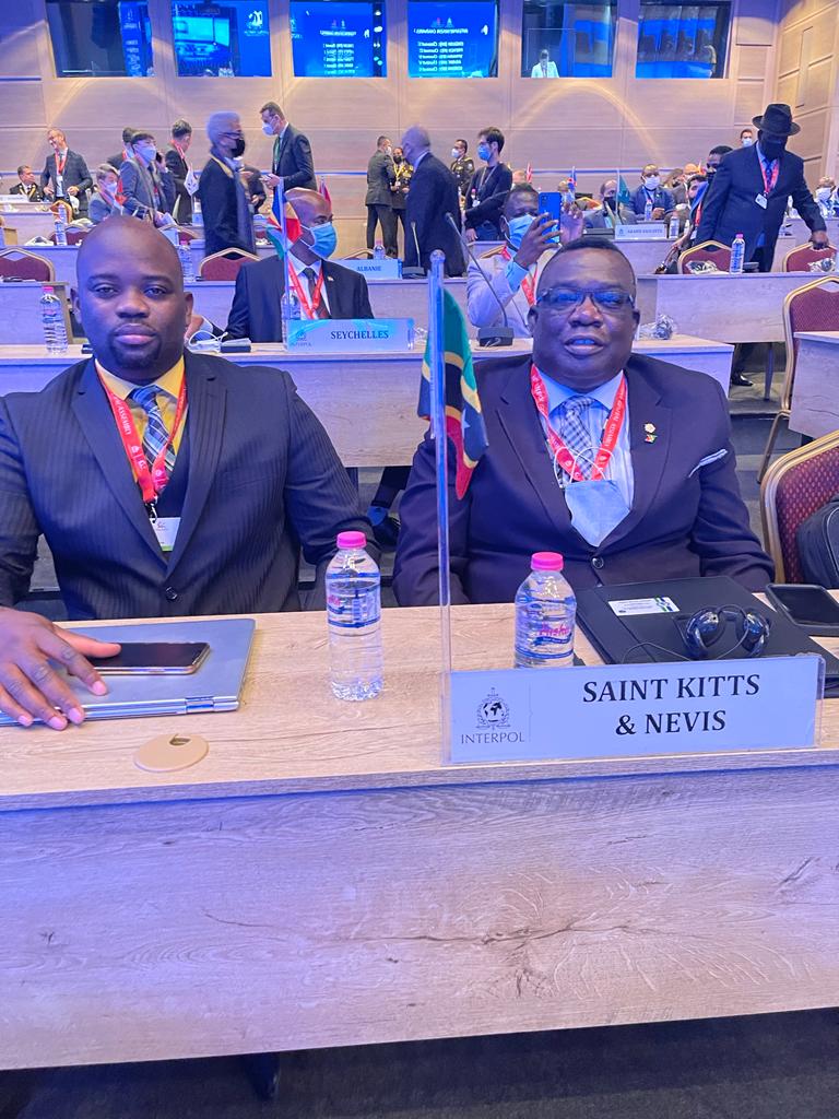 COPSKNPolice's tweet photo. The Federation of St. Kitts and Nevis is represented at the 89th INTERPOL General Assembly in Istanbul, Turkey, by Commissioner of Police Hilroy Brandy and Assistant Commissioner of Police, McCarta Browne. #INTERPOLGA https://t.co/yKa9wKxMgM