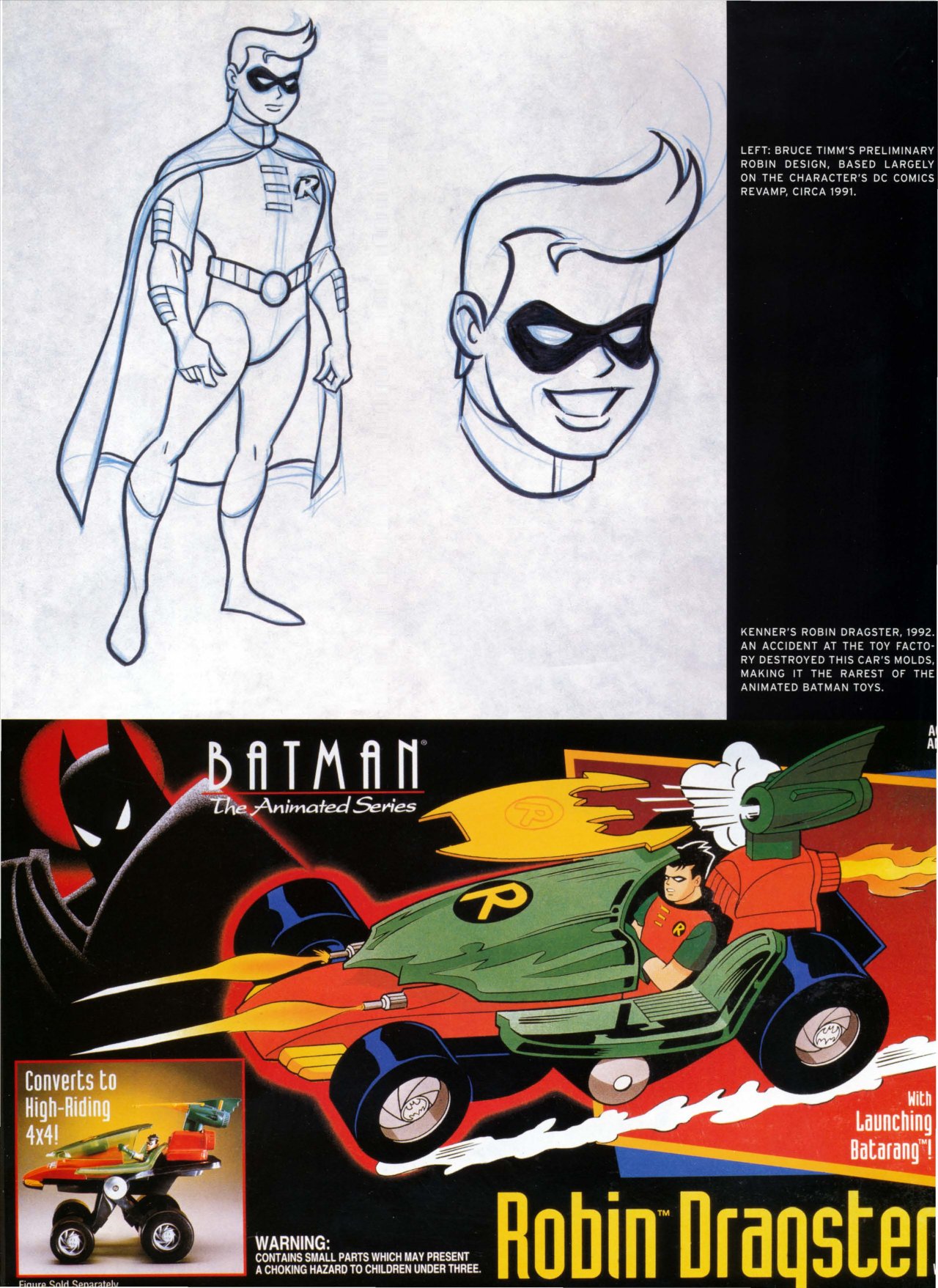1992 Kenner Batman The Animates Series Robin Dragster RARE!
