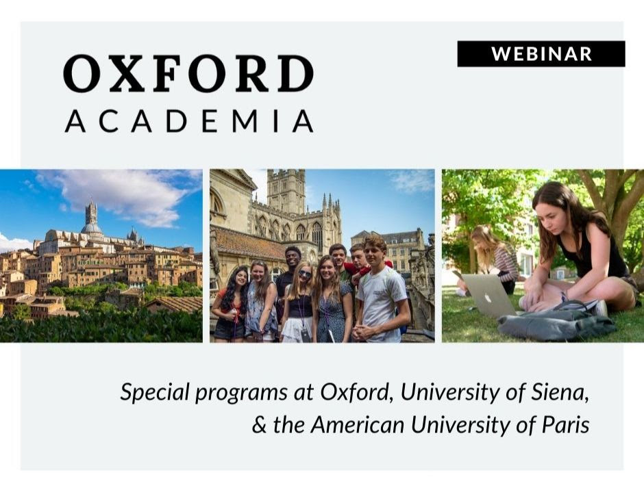 Join our webinar on Thurs, Dec 2 to learn about new Oxford Academia programs at Oxford, University of Siena, &amp; the American University of Paris: us02web.zoom.us/webinar/regist…