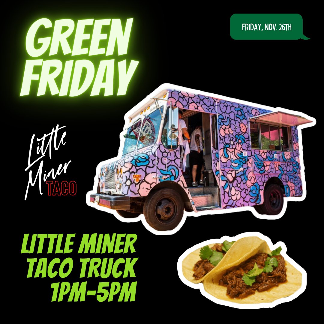 starbudsmd's tweet photo. We did it fam. We secured the best birria tacos in Baltimore for Green Friday. THIS IS NOT A JOKE. Little Miner Taco will be gracing us with their presence this Friday, Nov. 26th from 1-5pm. We're basically your one-stop shop for an awesome Friday. See you then! 🌮 https://t.co/y15sVNtwmu