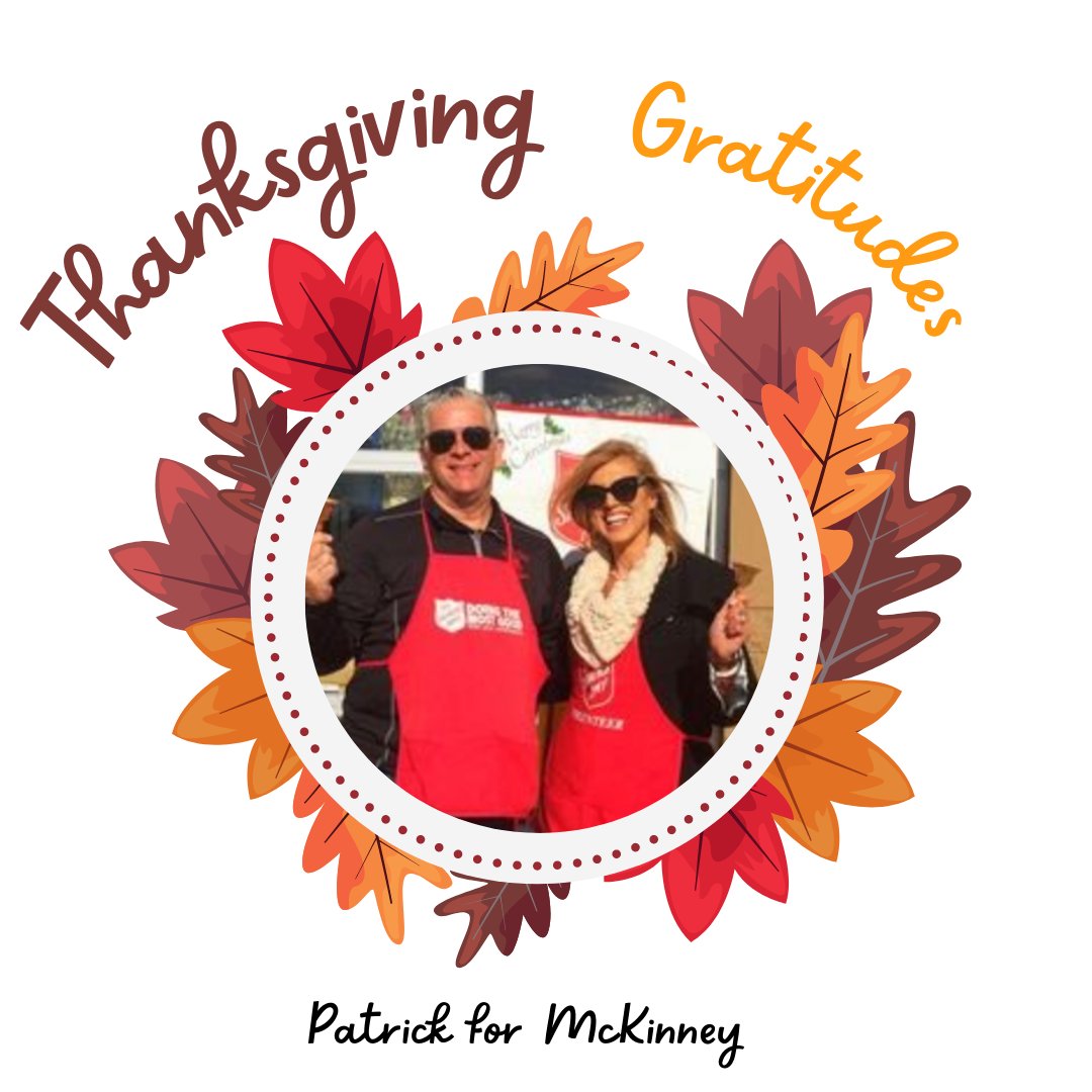 I am grateful for my wife Vonda, always by my side.  

#patrickformckinney #citycouncilatlarge #vote #mckinneytx #family  #salvationarmy  #ringingthebell