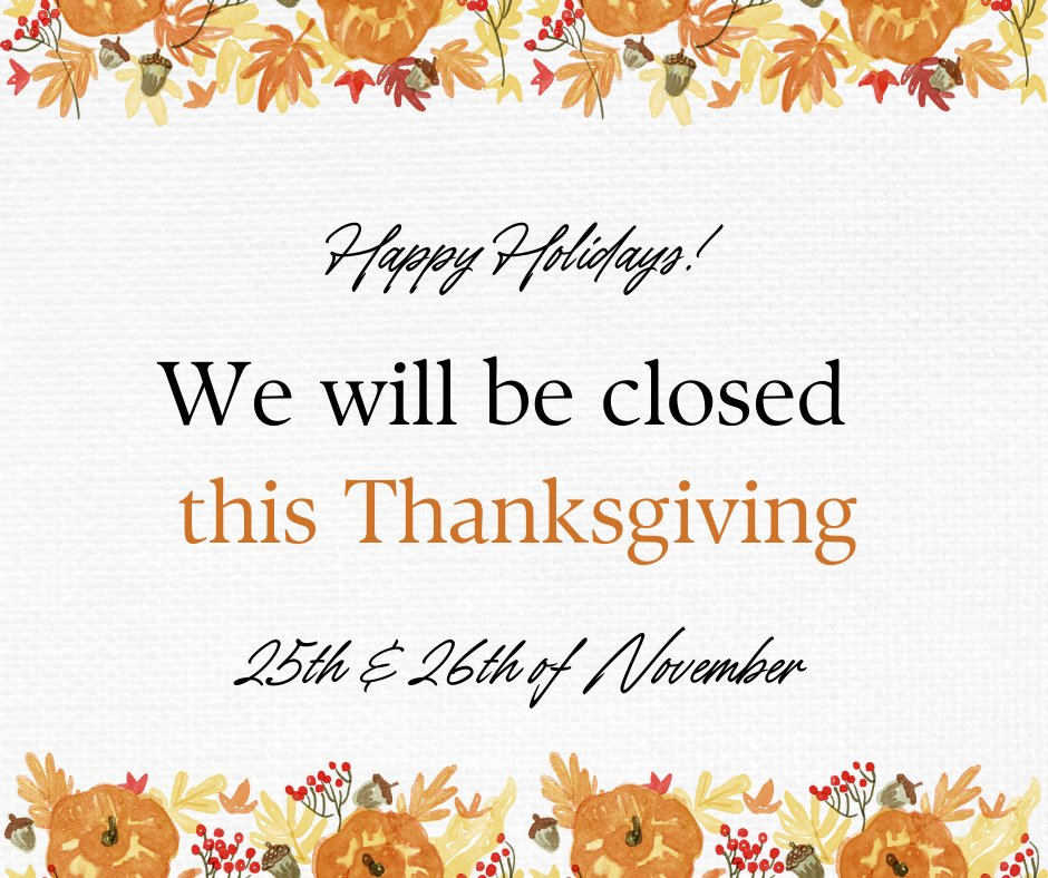 In observance of the Thanksgiving holiday, our support desk will be closed. We will, however, be monitoring for any urgent issues. Wishing you all a happy and safe holiday.