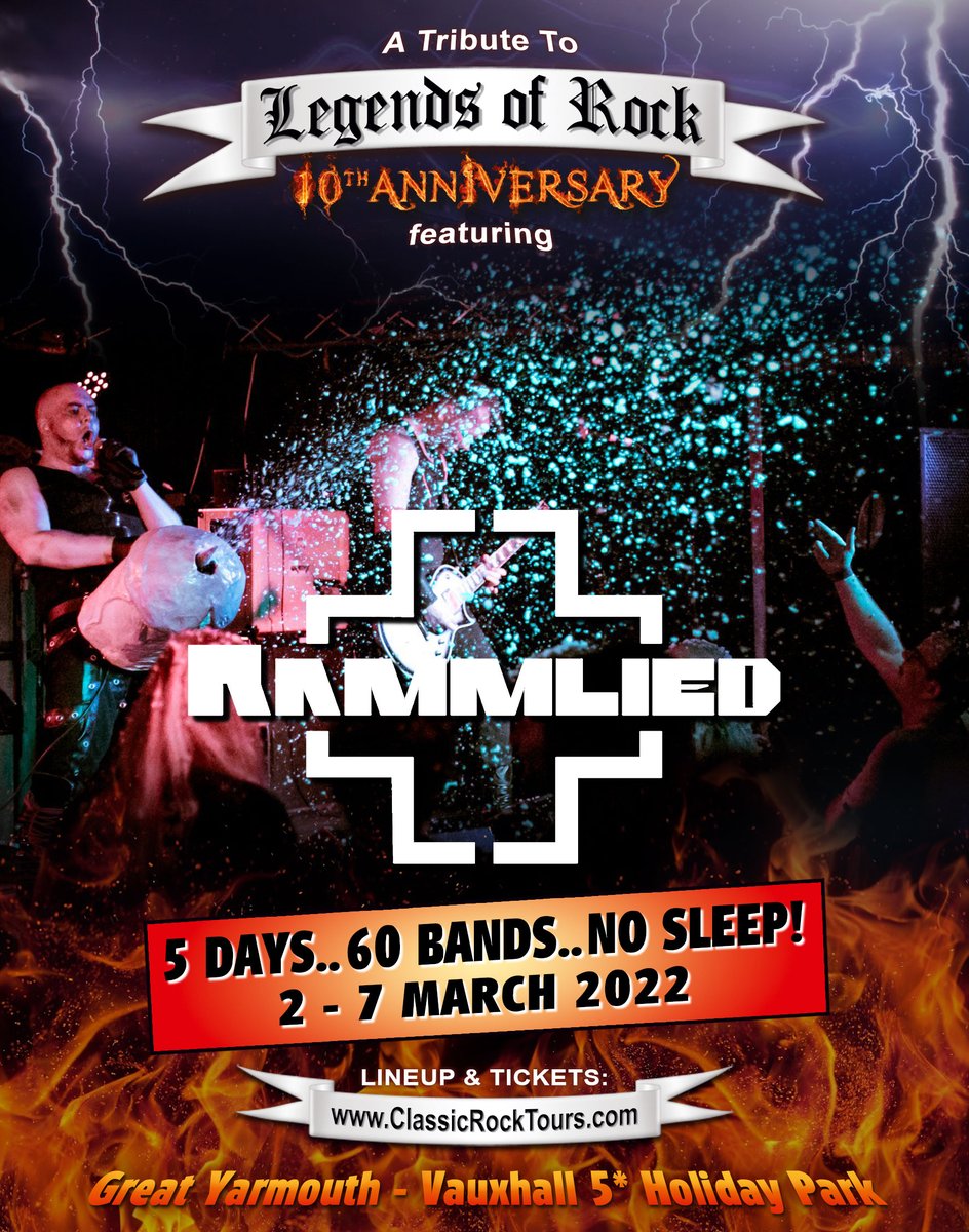 Have you seen @RammliedUK before? Then you'll KNOW you're in for one of the biggest shows 2022 😉

classicrocktours.com

The number one <a href="/RSprachrohr/">Rammstein</a> tribute act. With a bold electro-metal sound, unique industrial look and the unrivalled stage production of the original.
