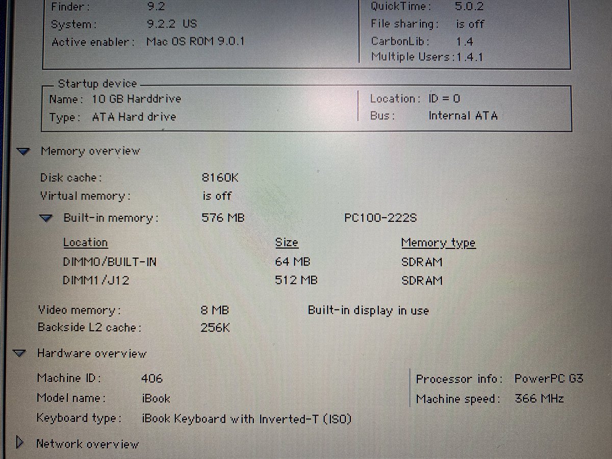 bjornbergstroem's tweet photo. Upgraded my #iBook #G3 with a 512MB memory stick. Had two 512 sticks , both PC133/144 pin SDRAM, which, in theory should be  backwards compatible and work nicely with the built in PC100 memory, but with the first stick I got a compability issue error, but the second stick worked! https://t.co/fhQqueilz0