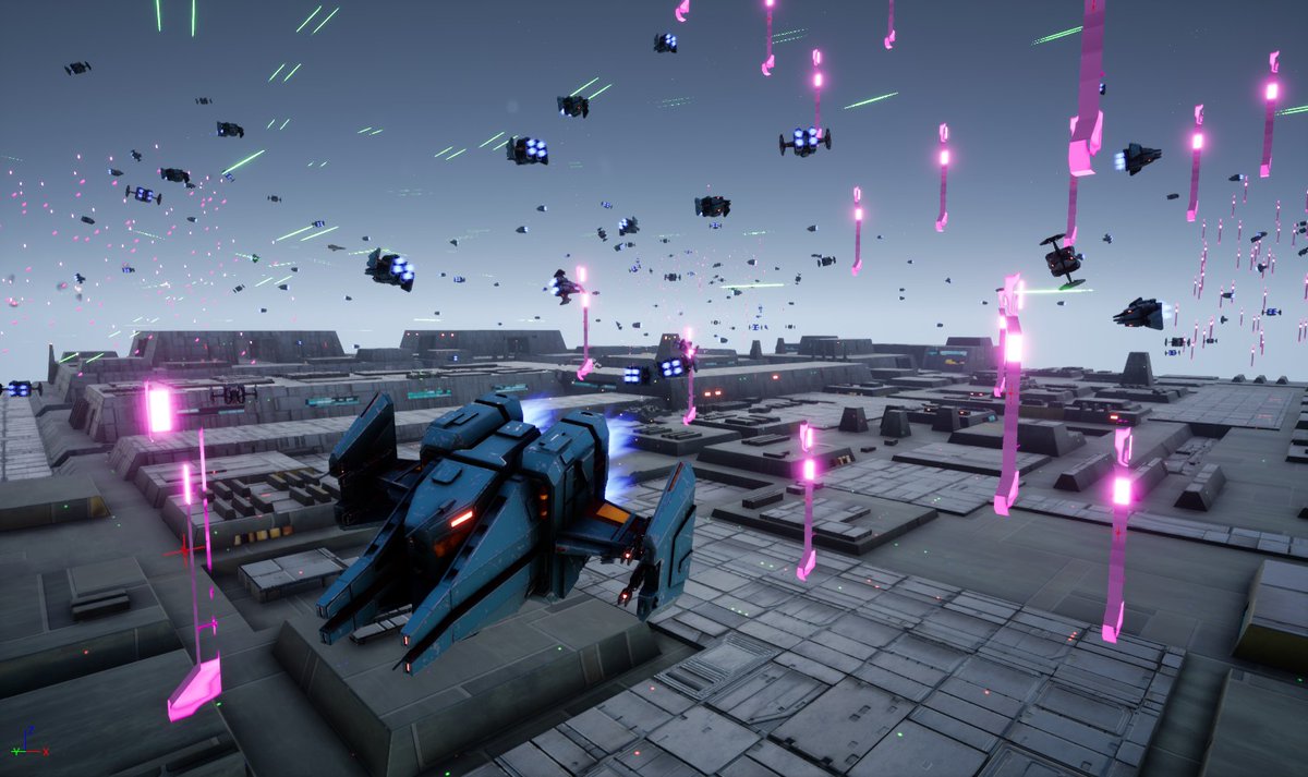 Thunder_Owl's tweet photo. #screenshotwednesday
While this might look as a Flying AI fighters stress test, I actually looped something wrong in Blueprint that spawns / respawns waypoints and fighters... ππ
#UnrealEngine #SciFi #spaceship #FlyingAI https://t.co/sgJ4xbaFTi