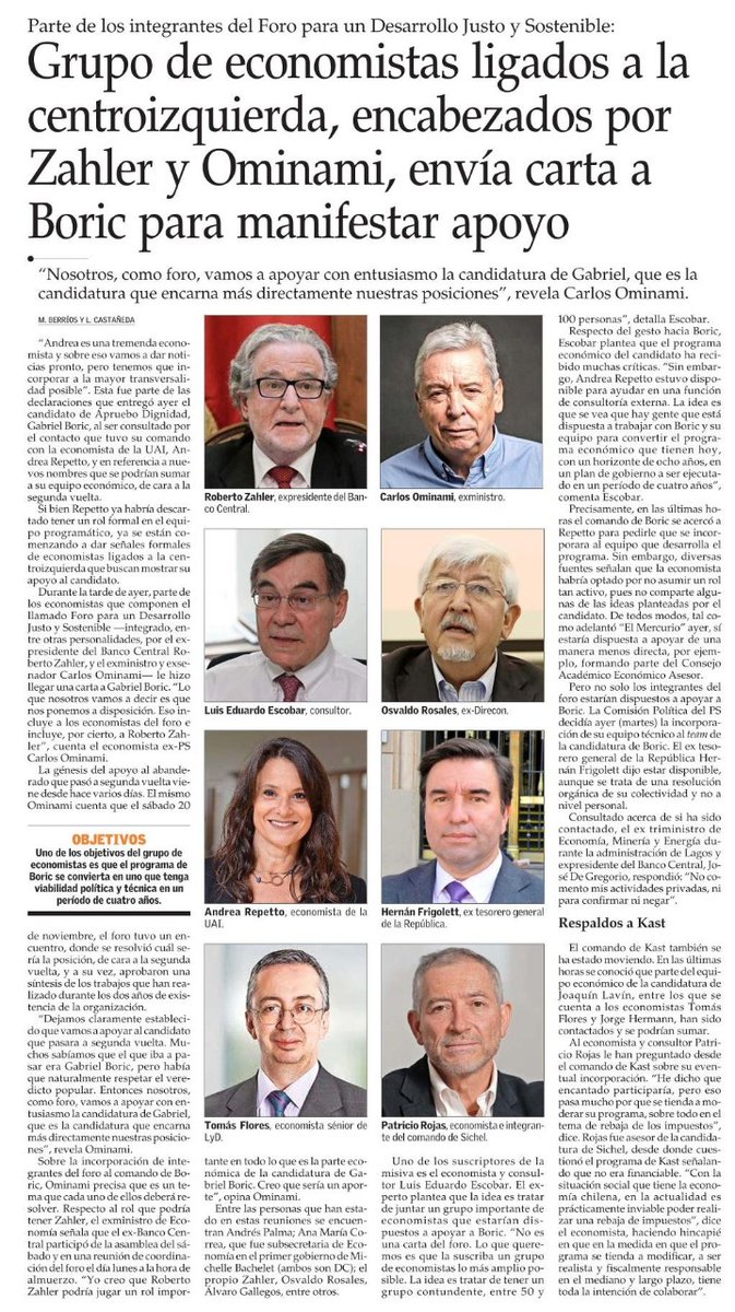 Agradecemos el apoyo que están entregando personalidades de distintas áreas para pulir nuestra campaña, en este caso el perfeccionamiento del área económica, fundamental para la recuperación del mercado en el país. Bienvenidas las voluntades, necesitamos la amplia unidad.