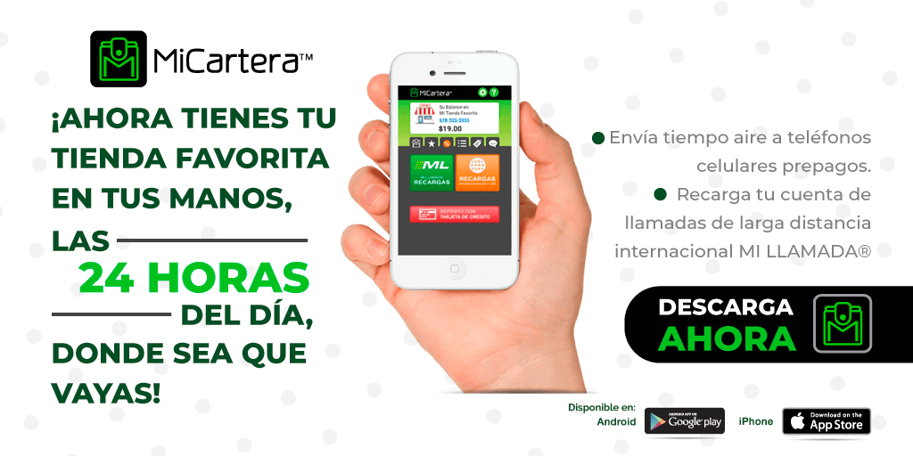 MiLlamada's tweet photo. ¡Con #MiCartera App podrás recargar el #celularprepago de tus familiares a la hora que quieras! Descárgala hoy > https://t.co/yXLlZpafcp.
Recuerda visitar tu tienda #MiLlamada para hacer tu primer deposito y comenzar a recargar.
#latinosenusa #airtime #recargaselectrónicas https://t.co/nt5S2SAney