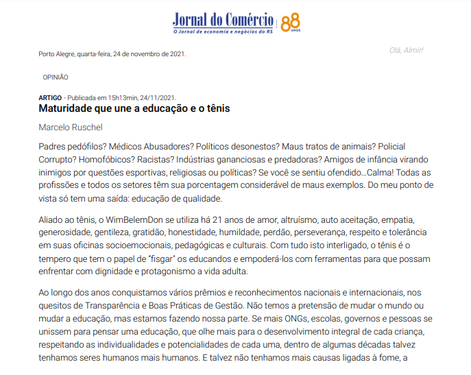 uffizicom's tweet photo. Confira o artigo escrito pelo fundador e superintendente do @WimBelemDon, Marcelo Ruschel, publicado no Jornal do Comércio https://t.co/iBmqhKcNc4
