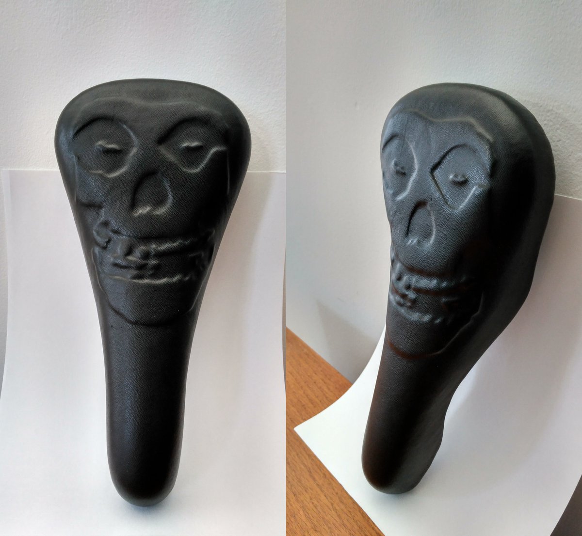 ShepherdPMyers's tweet photo. Misfit skull seat make from a vintage Titec downhill seat. Thanks to 
@bike_karma
 for passing it along to be restored.  #leatherwork #cycling #bikeseat #bicycle #art #scupture #shepherdmyers #artist #misfits #punkmusic #mtbiking #downhill #misfitband https://t.co/L96u4gXJV2