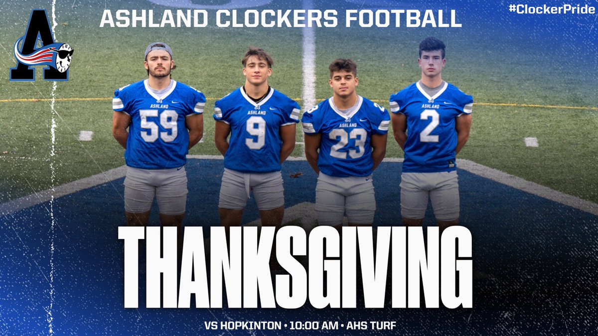 ClockerAD's tweet photo. Ashland vs. Hopkinton, 10:00 AM at AHS. Buy tickets online to see the Clockers host the Hillers in the season finale...#NotDoneYet
https://t.co/hhxO0hQ06j
@ClockerFootball @HillerAthletics @ClockerClub @Kstcoeur @MrsELachapelle @Ms_Sullivan_AHS @AshlandSuper @ClockerTalk https://t.co/3cwHQGmc7C