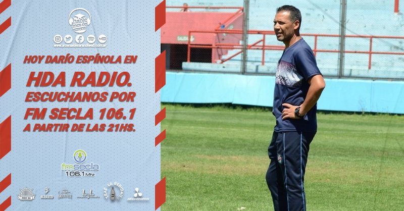 hablemosdelarse's tweet photo. 📻 #HDARadio Hoy tendremos al nuevo flamante entrenador de Arsenal: @CafuEspinola4
Además toda la actualidad del Arse!
Escuchanos por @FMSecla1061 o por nuestra web: https://t.co/2Q8okGRfKu https://t.co/Vx0gpCSVi0