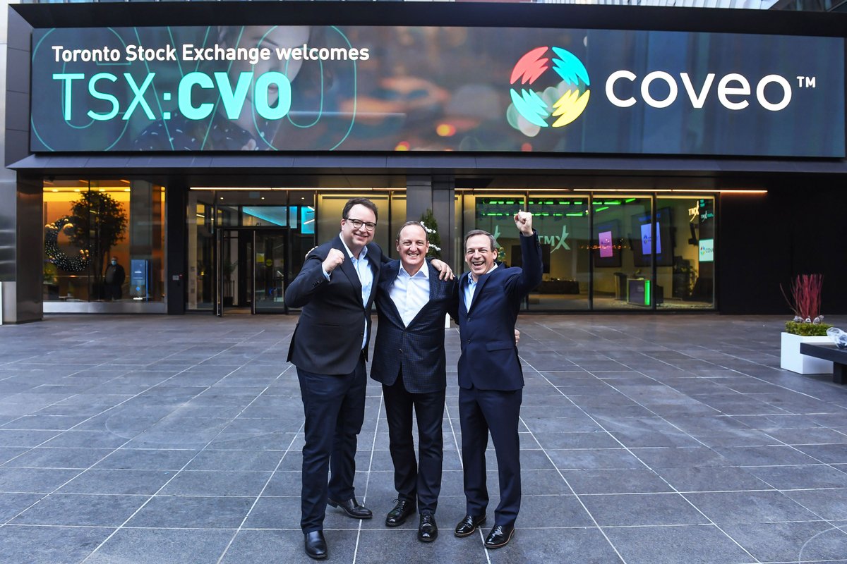 tsx_tsxv's tweet photo. Congratulations Louis Têtu and the entire @coveo team on your #TSX listing! 🎉 We were thrilled to celebrate this milestone with the $CVO team today at the TMX Market Centre.

Coveo is a market-leading AI-powered relevance platform. To learn more, visit: https://t.co/GKaX4gRis3 https://t.co/3iHDUUGrxG