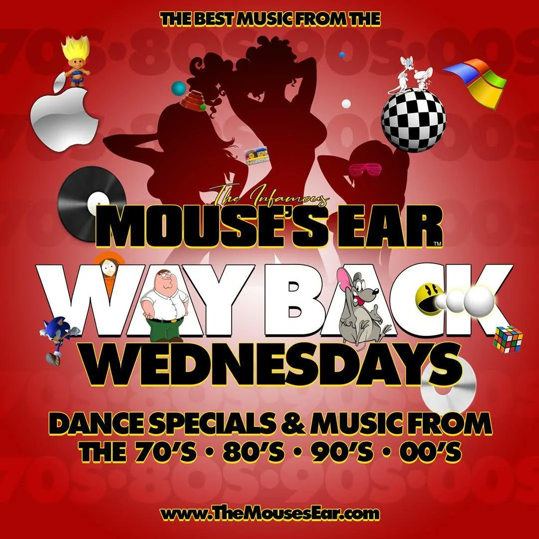 Join us for Way Back Wednesday! All the hits from the 70's, 80's, 90's & 00's and dance specials all night! Take a walk down memory lane with us! . . . #WBW #WaybackWednesdays #Oldschool #Classics #MousesEar #Knoxville #StripJoint