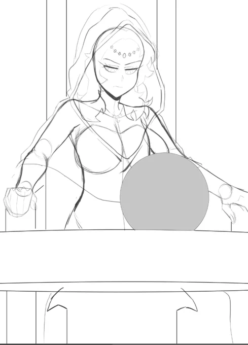 [WIP] Take 2 with the roughs for Woman Pondering Her Orb https://t.co/fQ32kzzpeq 