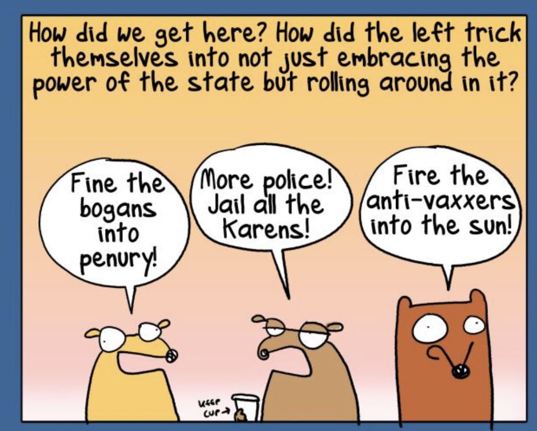 paddygibson's tweet photo. Very insightful from @firstdogonmoon 

This panel in particular

It’s gunna take a long time to recover from orgy of support for punitive state powers so many leftists have embraced with self-righteous gusto

https://t.co/MFaRKaQHNy https://t.co/XyDcOaPVc6