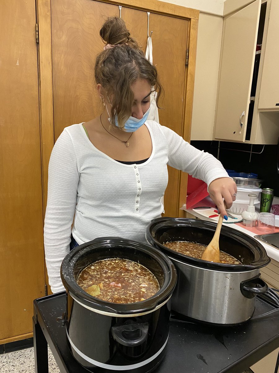 The students made beef stew from scratch today. Stay tuned for the results tomorrow when they get to eat it.