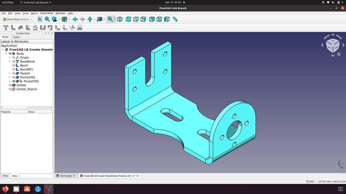 FreeCAD Link Create Sheet Metal Practice 03
I used Rectangle, Circle, Slot, Arc... Pocket, Wall, Bend, Flatten Folded... Enjoy
youtu.be/hnoVPoeFEuc