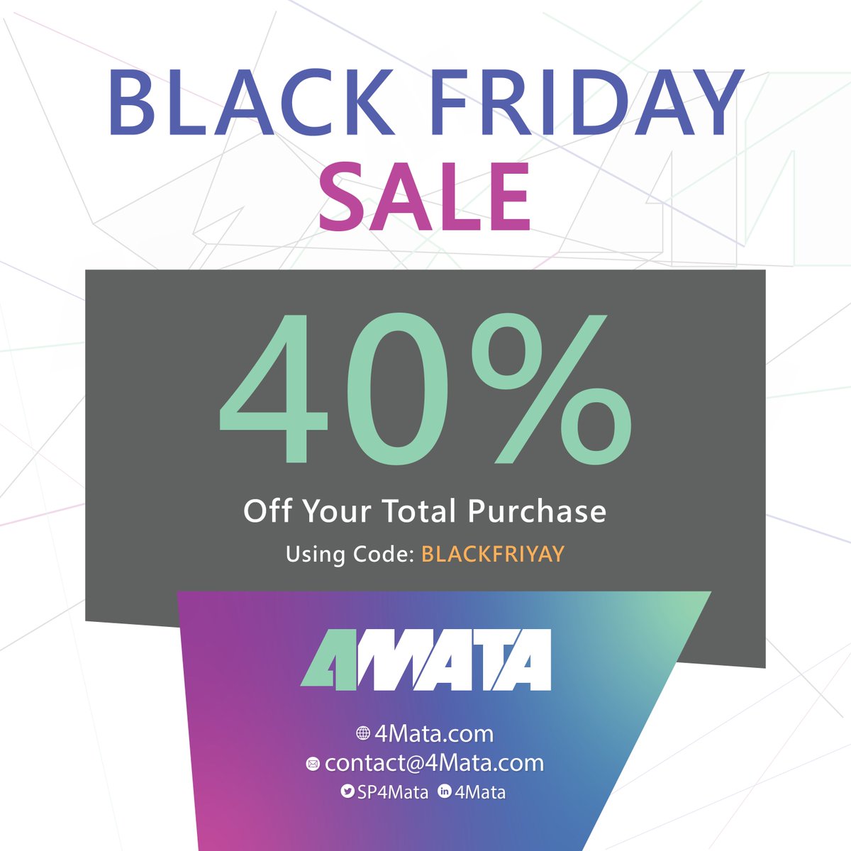 SP4Mata's tweet photo. Take advantage of our Biggest SALE of the Year!

Use the promo code "BLACKFRIYAY" to take advance of our 40% OFF!

Check Us Out at https://t.co/tu6DR4NnLz to get started.

#MicrosoftLists #SharePoint #lowcodenocode #ListFormatting #SharePointOnline #SPFX #M365
#microsoft365 #JSON https://t.co/ubNiojU9tN