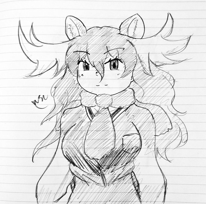 朝からお絵描き!
多少成長したヘラジカちゃん描いた✨ 