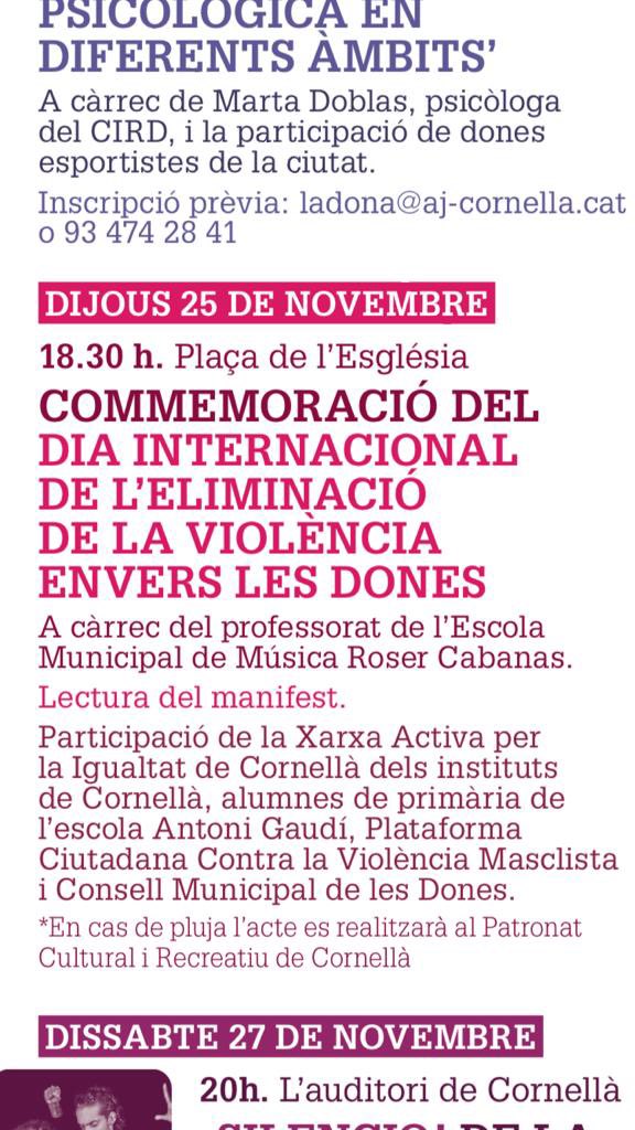 plataforma_kny's tweet photo. La Plataforma participarà demà al acte 25N!!!
Ens veiem a la plaça esglesia a les 18:30h!!!

Anirem de color negre i mocador lila!!

Us esperem!! https://t.co/wCu09Gl3YZ