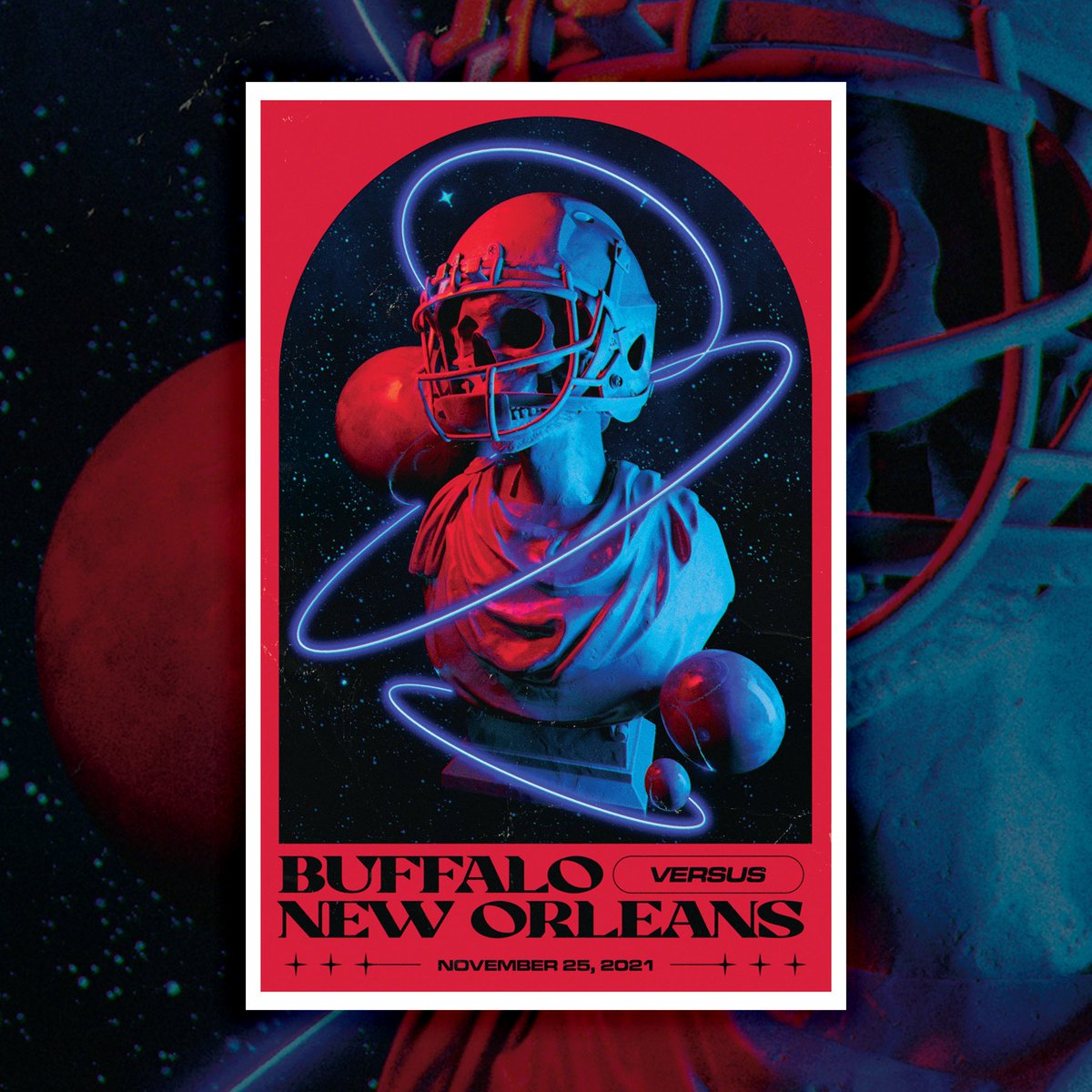 lefternco's tweet photo. “SPACE &amp; TIME”

DESIGNED BY DYLAN GOODSELL
STAMPED &amp; NUMBERED
ONLY 125 COPIES
HELPS SUPPORT @bfloparks 
RT &amp; MAYBE WE’LL SEND YOU ONE

11x17 PRINTS 👉 https://t.co/iVoEifb6bM

#BUFvsNO | #BillsMafia   
#Saints | #BILLS https://t.co/7r574axcGP