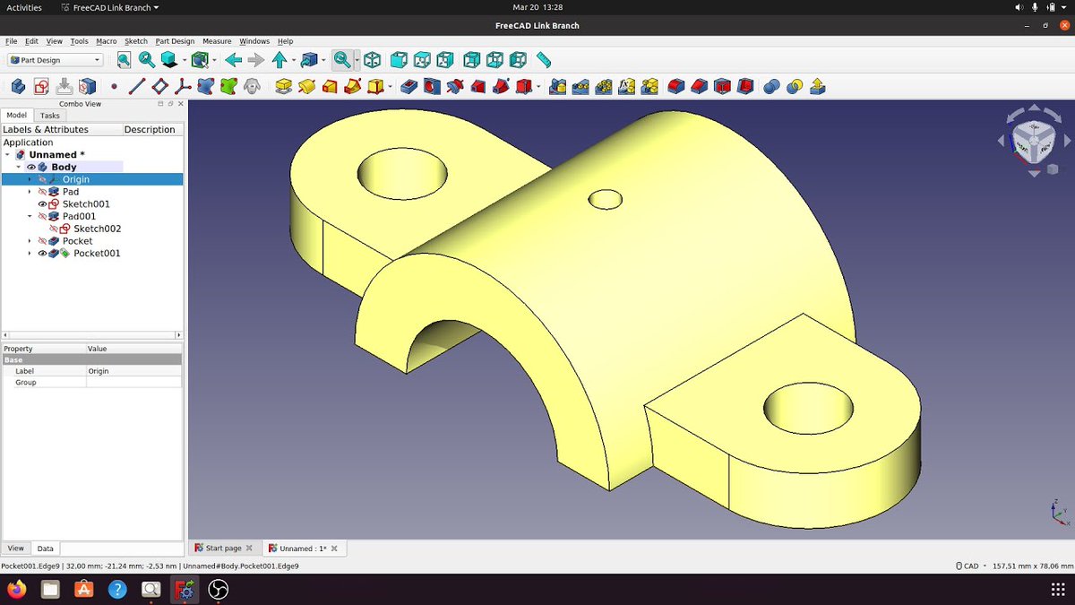 FreeCAD Link Create Model Practice 28
I used Circle, Slot... Pad, Pocket... Enjoy
youtu.be/Xpe9BZATXWA