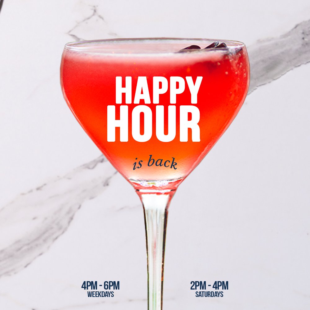 We are excited to announce that the #HappyHour is back by popular demand! Grab your crew and join us for drink &amp; food specials Tuesdays thru Fridays 4pm - 6pm &amp; Saturdays from 2pm - 4pm ✨ We'll see you on 18th &amp; L

#58degrees #sacramento #916 #farm2Fork