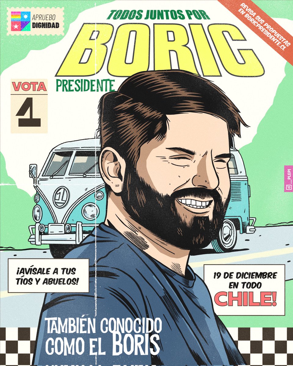 He visto a mucho gente apañando a @gabrielboric  y no me quiero quedar atrás :-) Porque quiero un Chile más unido, más humano y más valiente, yo también #MeUnoConBoric 🌳 
Espero te guste el dibujín, le puse harto cariño 🤟