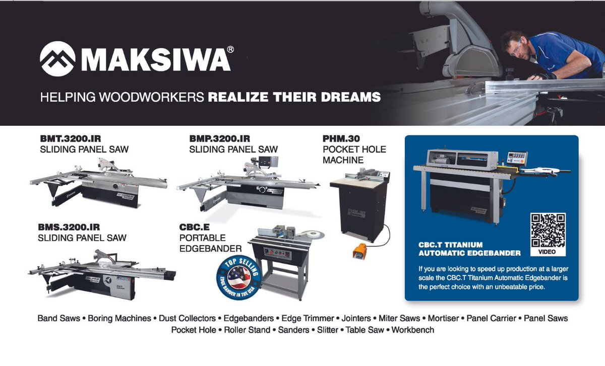 MaksiwaU's tweet image. Maksiwa's main goal is to provide for all woodworkers the newest technology, high quality and affordable prices! 

Helping woodworkers to realize their dreams.

💻 maksiwa.com

#maksiwa #maksiwausa #woodworker #woodworking