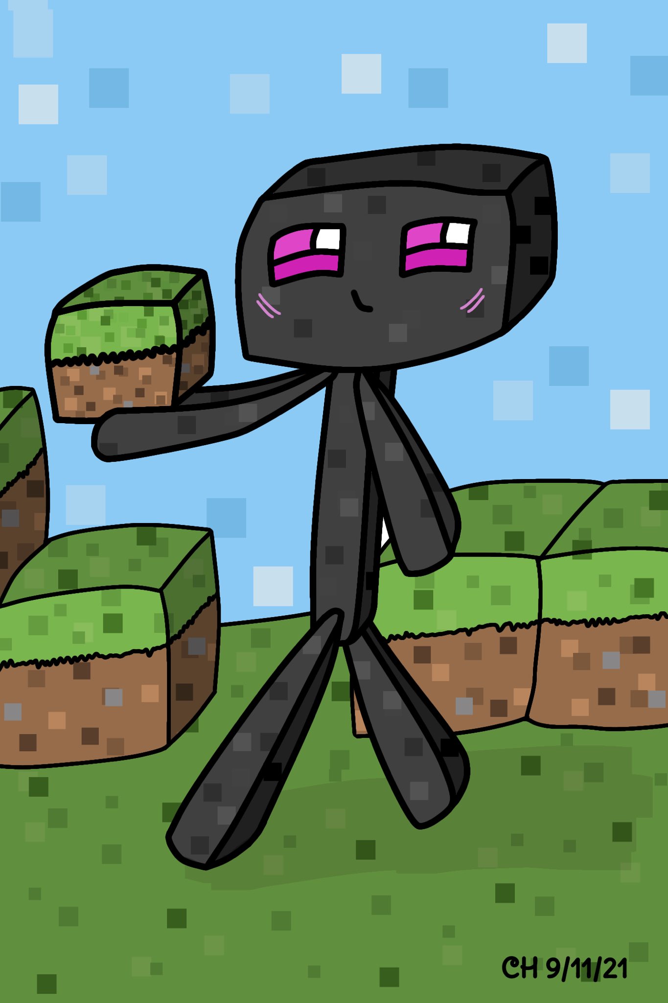 minecraft drawings cute enderman