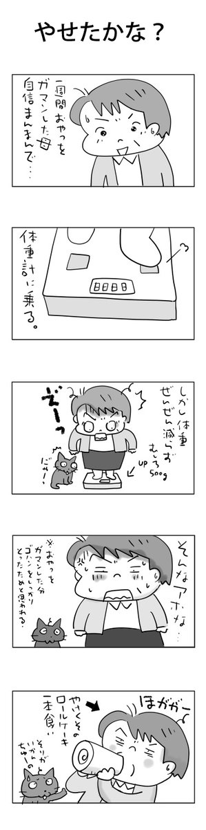 やせたかな?
#こんなん描いてます #自作まんが #漫画 
#猫まんが #4コママンガ #NEKO3 