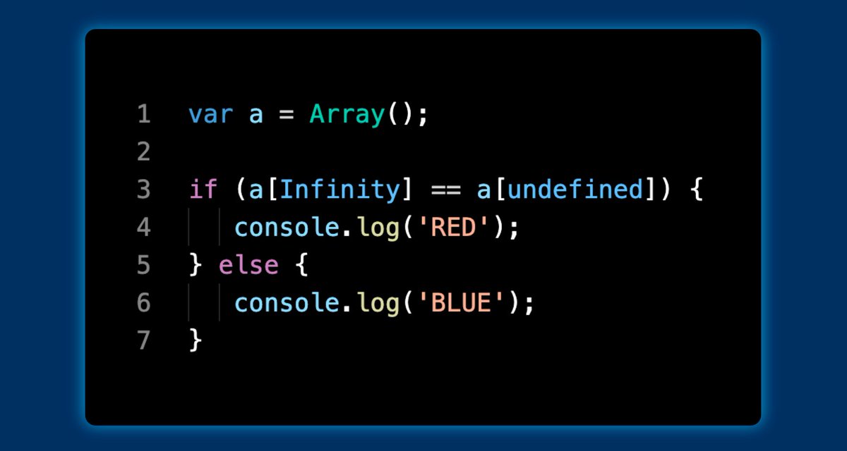 WebDevQuiz's tweet image. #JavaScript tricky stuff:

You are having a coding interview. The interviewer asks you what will be printed in the console. What will you answer?

 #CodingInterview  #LearnJavaScript   #LearnToCode