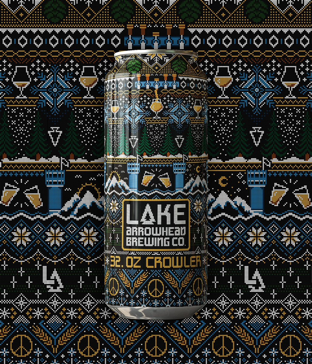 littlepatterns's tweet image. Sweater weather in the mountains! Crowler design for Lake Arrowhead Brewing.