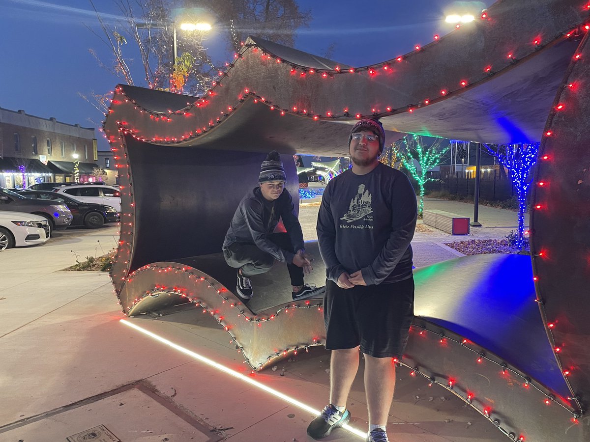 petermasonis's tweet photo. Noah and Matt using their modeling skills at Railyard Park.  #BlueSteel #RogersARChristmas #RogersRocks #RogersArkansas https://t.co/CwVy7MEN0g