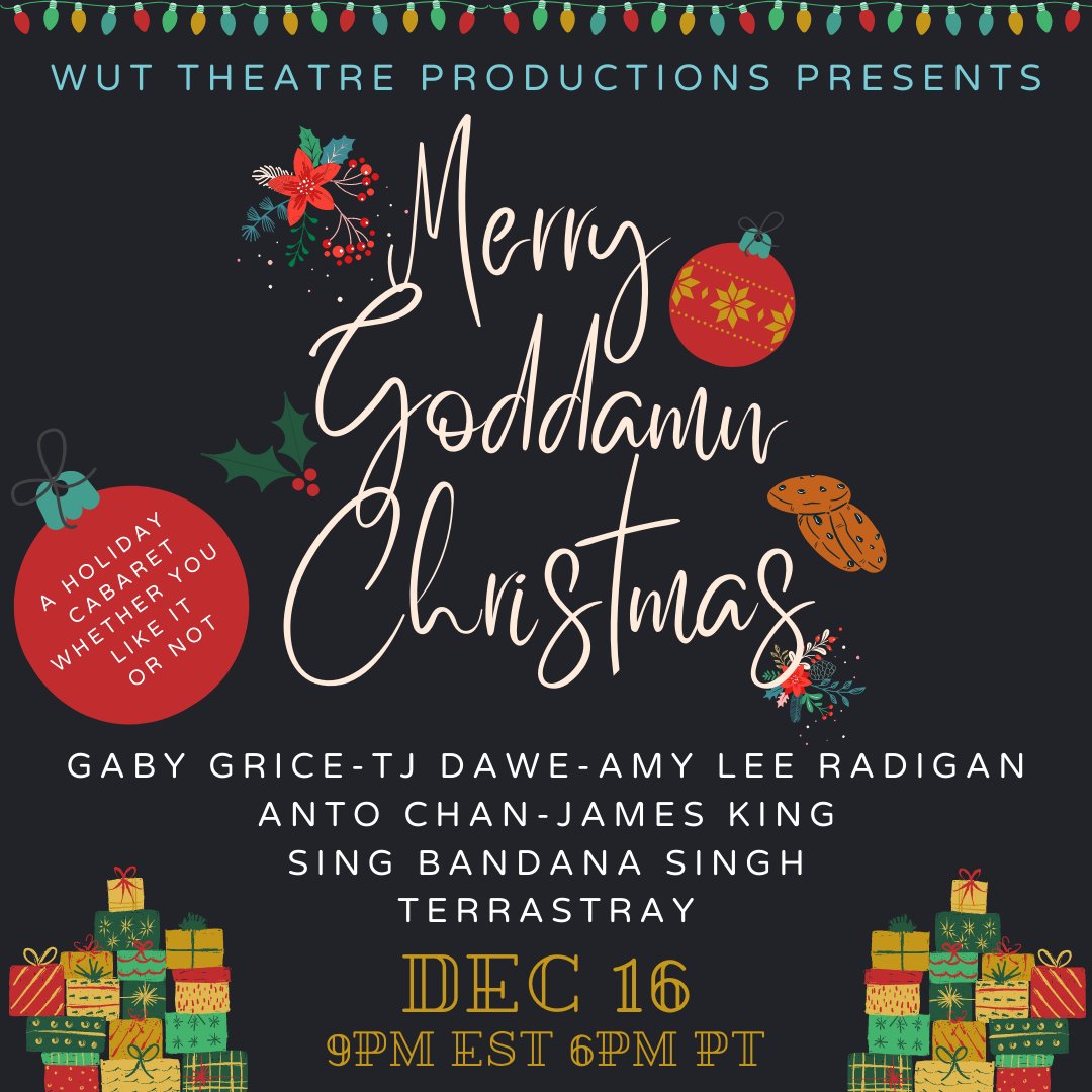 MERRY GODDAMN CHRISTMAS
Dec 16 at 9pm ET
Tickets/Info: bit.ly/FLSMerry
#FringeLiveStream #fls #ofringe #orlandofringe #ldnfringe #uniquelyfringe #yycfringe #fringeto #yxefringe #yyjfringe #fringebuzz #yegfringe #wpgfringe #edmontonfringe #winnipegfringe #ottfringe