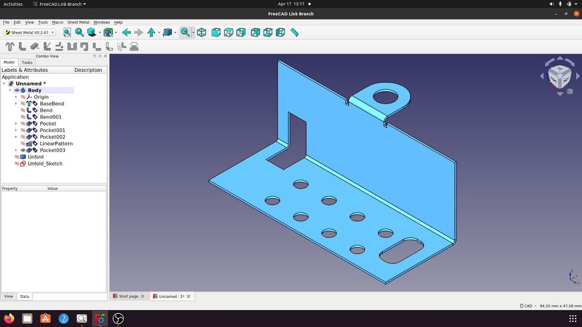 FreeCAD Link Create Sheet Metal Practice 06
I used Rectangle, Circle, Arcus... Wall, Bend, Pocket, Pollar Pattern... Enjoy
youtu.be/5wvcCxLLDKU