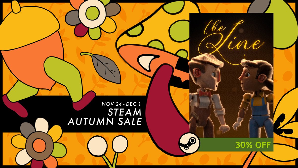 Leaves are falling, and so are the prices on <a href="/Steam/">Steam</a>
🍂🍂🍂

Be quick and grab THE LINE with 30% OFF on the #SteamAutumnSale, from Nov 24 to Dec 1!

➡️ bit.ly/3FFtJGA

--
#IndieGame #VRgame #SteamSale