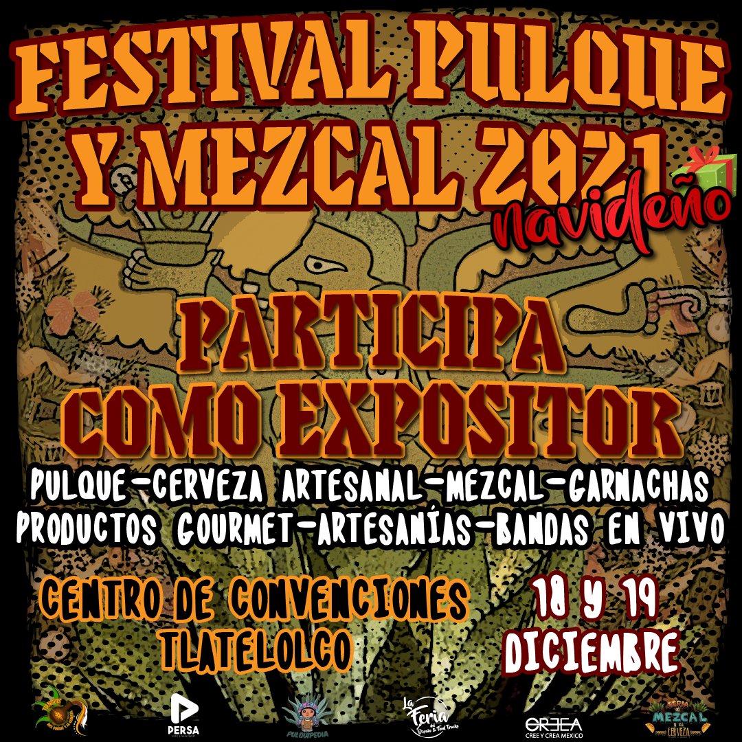 #NuevaFotoDePerfil
Festival Pulque y Mezcal Navideño 2021
Esta es tu oportunidad de participar como expositor! 😱🖤
<<< Más detalles y beneficios>>>
📅 18 Y 19 DE DICIEMBRE 🎁🎅☃️🎄
⏰ 12:00 pm a 07:00 pm
☎️ 55 3992 6840
📧 laferiadelmezcal@gmail.com
