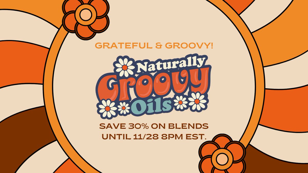 GroovyOils's tweet photo. Happy #Thanksgiving! 🦃 We are grateful for having customers like you! Celebrate &amp; enjoy 30% on all Essential Oil Blends from Naturally Groovy Oils until 11/28 @ 8pm EST. #naturallygroovyoils #essentialoils #groovy https://t.co/OR0kS9pL7B https://t.co/3ezBGrYSXT