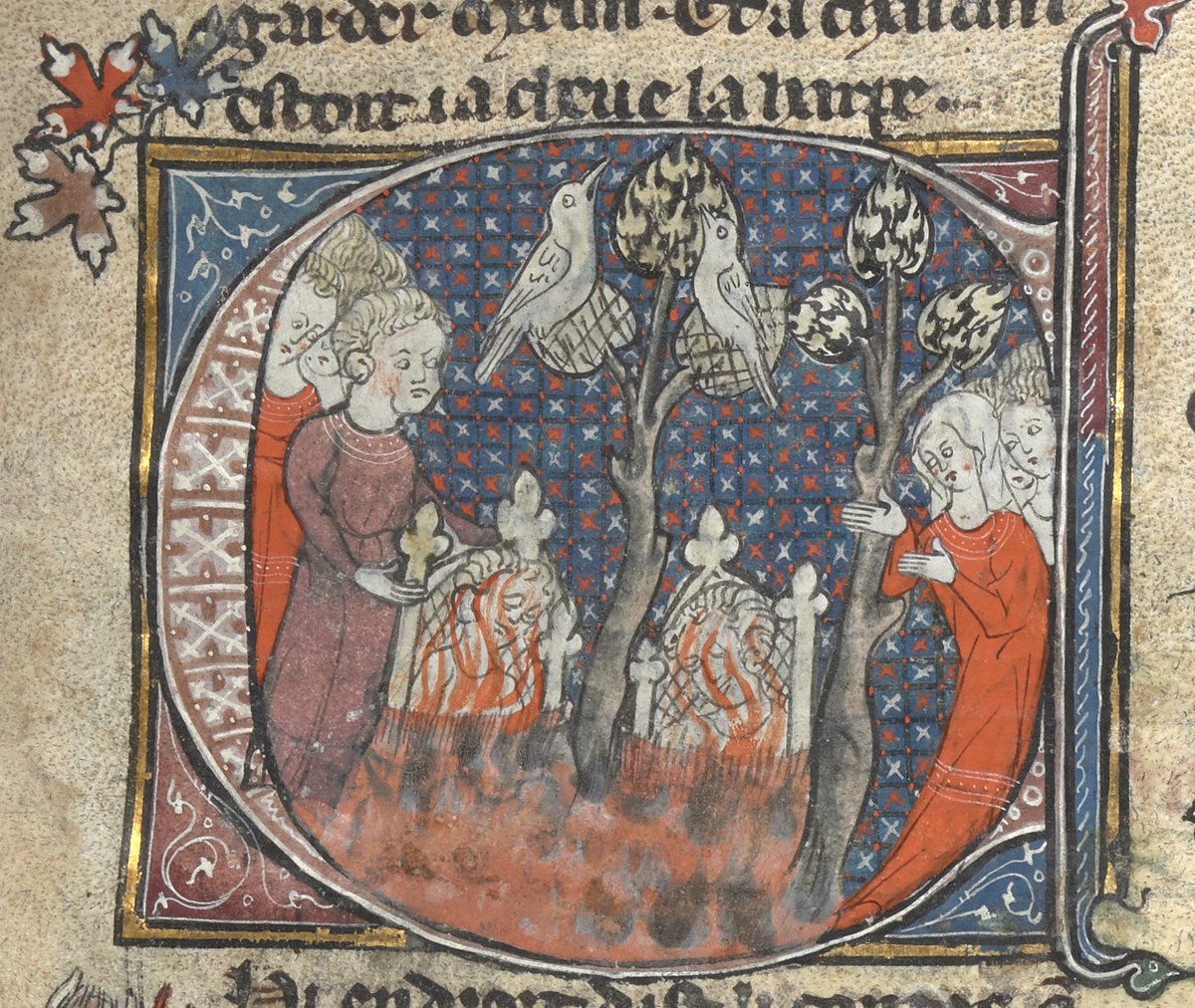 Some of Merlin's magical exploits were more impressive than others:

- building Stonehenge
- transforming into a deer for Caesar’s dinner
- setting two harpists alight

More about Merlin in today's blogpost: ttps://blogs.bl.uk/digitisedmanuscripts/2021/11/merlin-the-magician.html