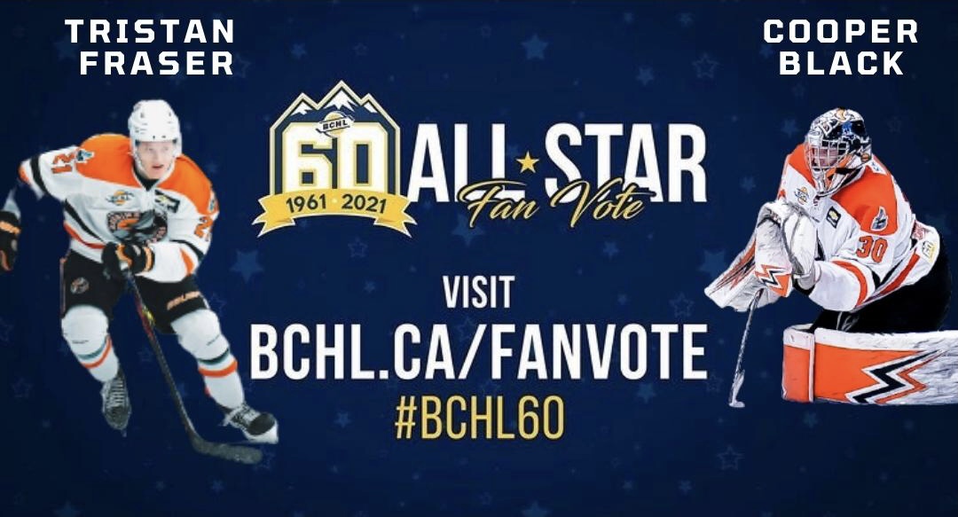 The BCHL All-Star Fan Vote is Open!

Head to BCHL.ca/fanvote to help us send Tristan Fraser and Cooper Black off to Penticton for the All-Star Weekend.

Fun Fact: You can vote once a day every day until Tuesday, Nov 30.