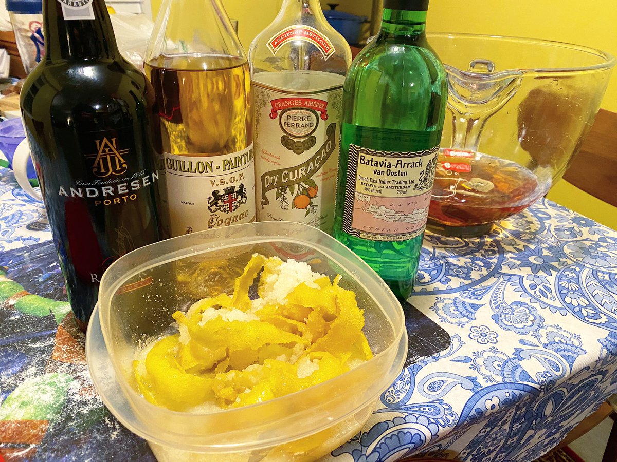 JimmyLawlor's tweet photo. Making some of @DavidWondrich ‘USS Richmond Punch’ for the #thanksgiving feast!
.
.
#bataviaarrack #port #cognac #curaçao #blacktea #oleosaccharum #seltzer #lemonjuice #nutmeg https://t.co/3MekelCWWp