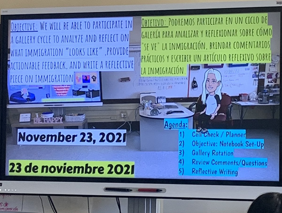Meli_Rod25's tweet photo. Students in our bilingual 8th grade class participated in a gallery cycle as part of Ms. Gomes introductory lessons to their unit on immigration @mscam28 @alfonsoedu93 @EnricoFermi27 @YonkersSchools #actionablefeedback #reflectivewriting #scaffoldedwriting #bilingualeducation https://t.co/AEmgMsI5Pj