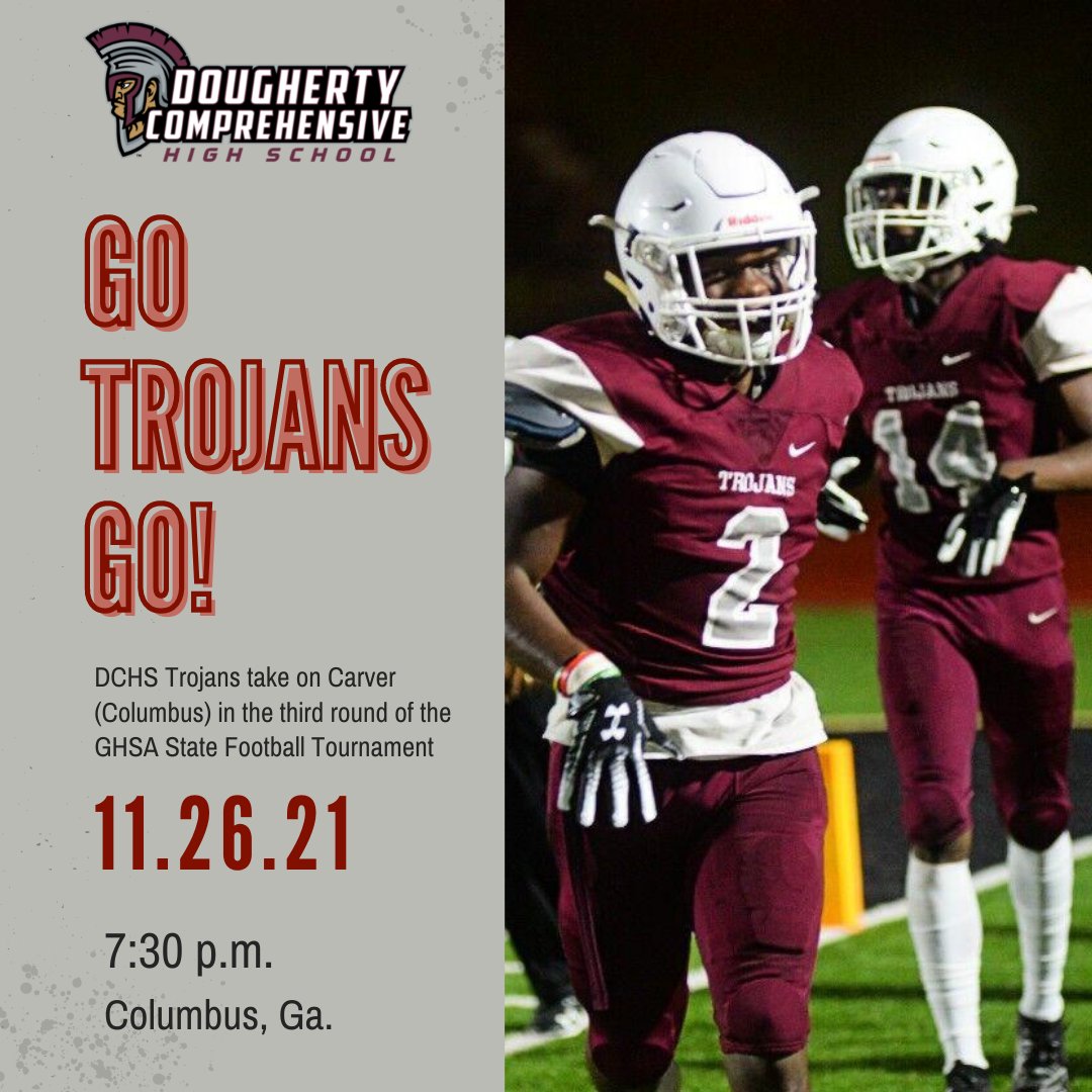 DoCoSchools's tweet photo. TIME CHANGE: The Dougherty/Carver playoff football game Friday will now kickoff at 7:30 p.m. #D4TL https://t.co/CfdzQzv4XD