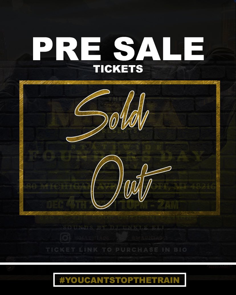 MAPHIA061's tweet photo. Presale tickets are gone🚨 If you didn’t get a ticket stayed tuned for future ticket info #Youcantstipthetrain #MAPHIA https://t.co/TbqtHNktUs